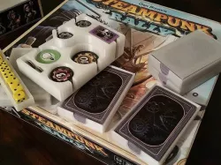 Deck and Piece Holder for Steampunk Rally Board Game