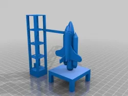 Space Shuttle With Launch Pad and Tower