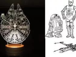 Stand and light Star Wars, Millenium, droid,...