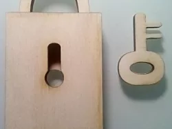 New Padlock with Key, All Wood