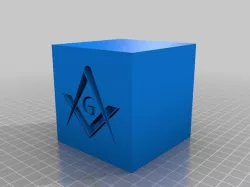 Masonic Compass and Square on a perfect cube