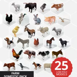 25 Farm - Domestic Animal Models Low-poly  3D model