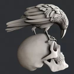 3d STL models for CNC raven skull 3D model