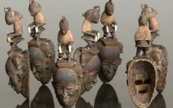 Afrikan Mask Carved Wood 50 Low-poly  3D model