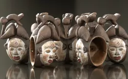 Asian Mask Carved Wood 45 Low-poly  3D model