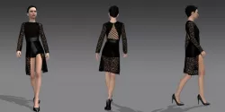 Black lace dress Low-poly  3D model