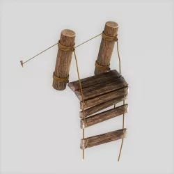 Broken plank bridge Low-poly  3D model