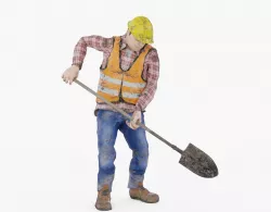 Construction Worker Animated Low-poly  3D model