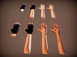 First Person Hands and Arms with Gloves Low-poly  3D model