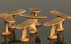 Headrest Africa Wood Furniture Prop 30 Low-poly  3D model