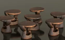 Headrest Africa Wood Furniture Prop 38 Low-poly  3D model