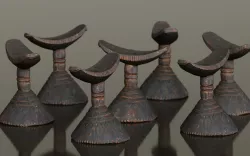 Headrest Africa Wood Furniture Prop 39 Low-poly  3D model
