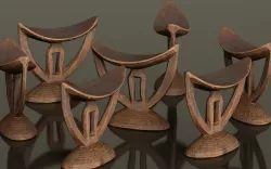 Headrest Africa Wood Furniture Prop 41 Low-poly  3D model