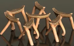 Headrest Africa Wood Furniture Prop 43 Low-poly  3D model