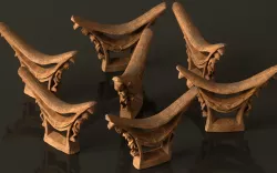 Headrest Africa Wood Furniture Prop 44 Low-poly  3D model