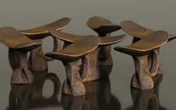 Headrest Africa Wood Furniture Prop 9 Low-poly  3D model