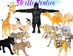 Low Poly Africa Animal Illustration Animated - Game Ready Part 2 Low-poly  3D model
