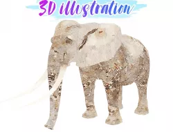 Low Poly Elephant Illustration Animated - Game Ready Low-poly  3D model