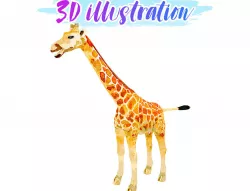 Low Poly Giraffe Illustration Animated - Game Ready Low-poly  3D model
