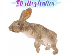 Low Poly Rabbit Illustration Animated - Game Ready Low-poly  3D model