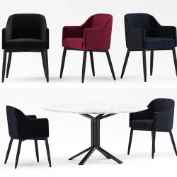 Meridiani Lola Chair and miller tables 3D model