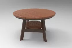 Round Wooden Outdoor Dining Table 3D model