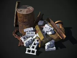 Rusty Debris Pile environment prop PBR Low-poly  3D model