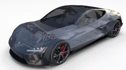 Tesla Roadster 2020 Midnight Silver with interior and chassis 3D model