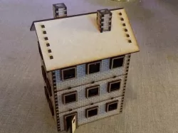 Modular 28 mm Laser cut brick house with three floors