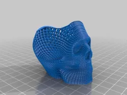 Wireframe Skull Pencil Holder (Flat base)