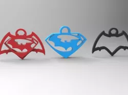batman vs superman keychain/necklace/earrings