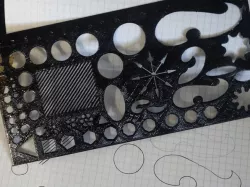 Stencil with drawing template ruler