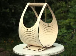 Teardrop log basket "Pisara"