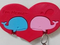 couple keychain holder - whale
