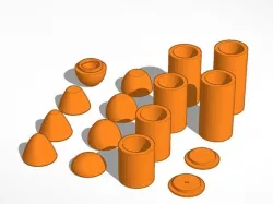 37mm Payload Cups - Multiple Configurations - 1.295"OD/1"ID for Flare Launcher Round