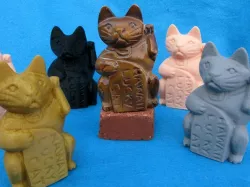 Lucky Cat Wood Carving