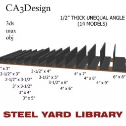 1 2in Thick Unequal Angle 3D model