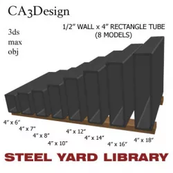 1 2in Wall x4in Rectangle Tube 3D model