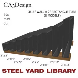 3 16in Wall x2in Rectangle Tube 3D model