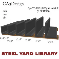3 4in Thick Unequal Angle 3D model
