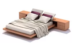 Bed With Built In Nightstands 3D model