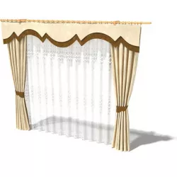 Beige Long Curtains 3D model