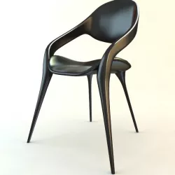 Black Plastic Chair Stackable 3D model