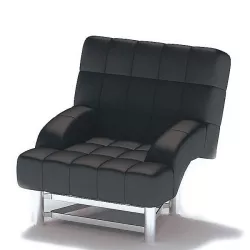 Black Tufted Leather Arm Chair 3D model