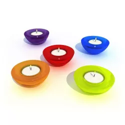 Colorful Candle Bowls With Candles 3D model