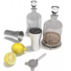 Glass Metal Bartender Set 3D model
