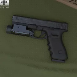 Glock 17 with Flashlight 3D model