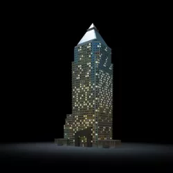 Lighed Night Time Skyscraper 3D model