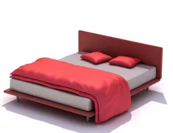 Modern King Size Red Bed 3D model