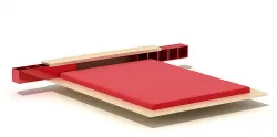 Modern Red Bed With Headboard 3D model